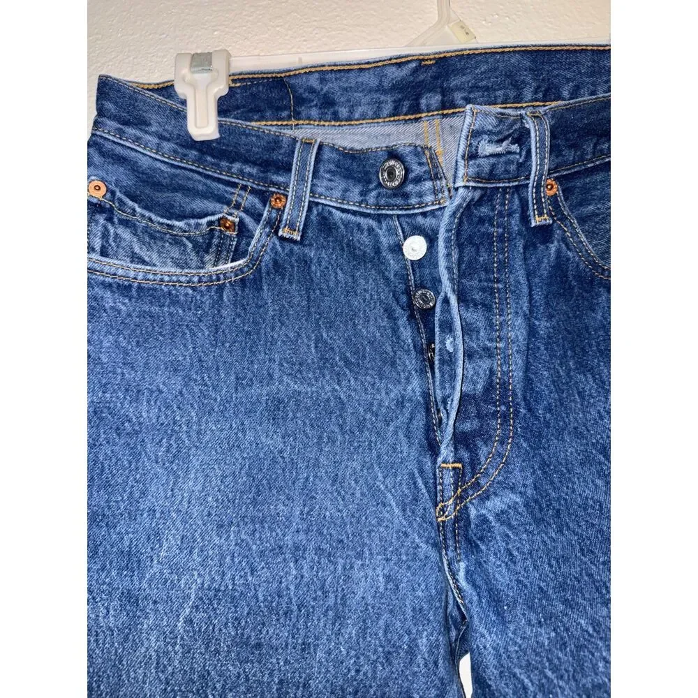 Vintage Levi's 501xx Men's W32 100% Cotton Dark Wash Button Fly Jeans (Hemmed)